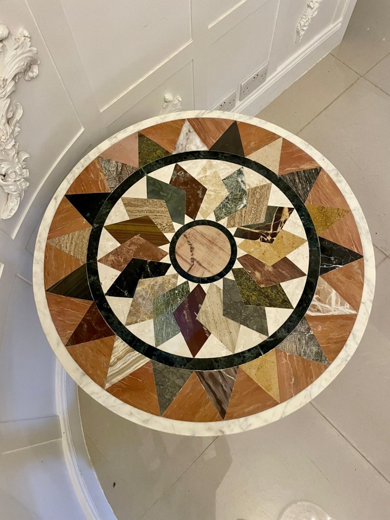 Antique Victorian Quality Circular Specimen Marble Top Lamp/Centre Table - Image 3